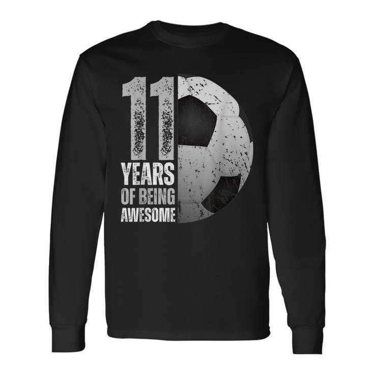 11 Year Old Soccer 11Th Birthday Player B-Day Party Long Sleeve T-Shirt
