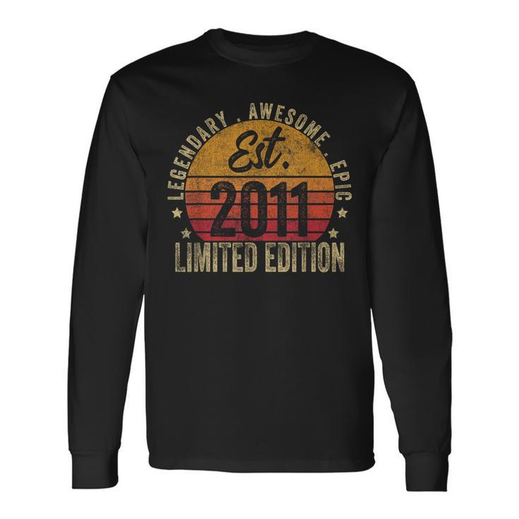 12Th Birthday Vintage 12 Year Old Est 2011 Limited Edition Long Sleeve T-Shirt