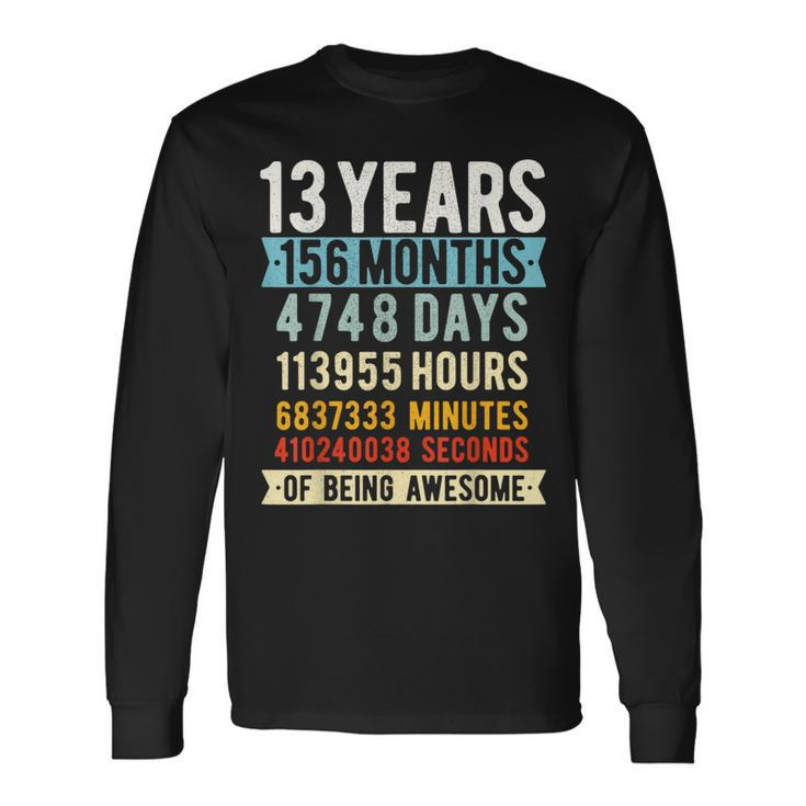 13Th Birthday 13 Years Old Vintage Retro 156 Months Long Sleeve T-Shirt
