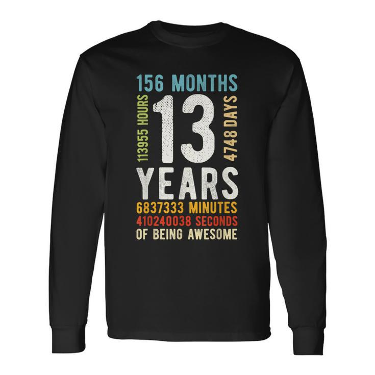 13Th Birthday 13 Years Old Vintage Retro 156 Months Long Sleeve T-Shirt