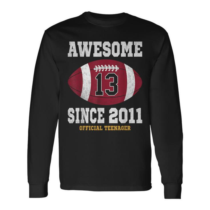 13Th Birthday Football Player 13 Years Old Official Nager Long Sleeve T-Shirt