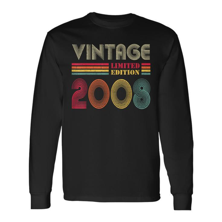 14 Year Old Vintage 2008 Limited Edition 14Th Birthday Long Sleeve T-Shirt
