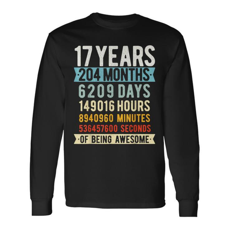 17Th Birthday 17 Years Old Vintage Retro 204 Months Long Sleeve T-Shirt