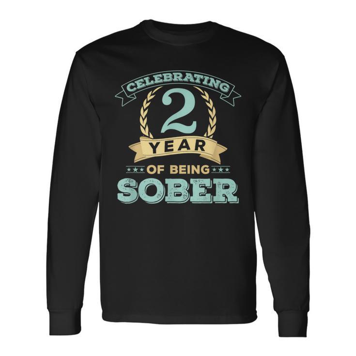 2 Year Sober Sobriety Anniversary Recovery Men Long Sleeve T-Shirt