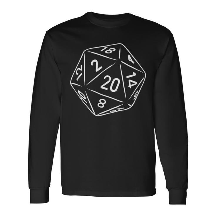 20 Sided Die D20 Dice Or Rpg Gamer Comic Long Sleeve T-Shirt