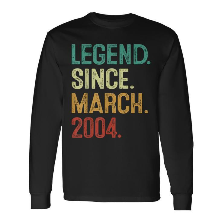 20 Years Old Legend Since March 2004 20Th Birthday Long Sleeve T-Shirt