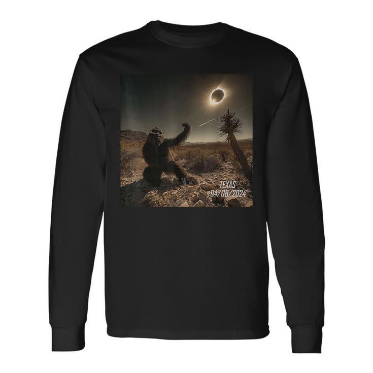 2024 Solar Eclipse Bigfoot Selfie With Solar Eclipse Long Sleeve T-Shirt