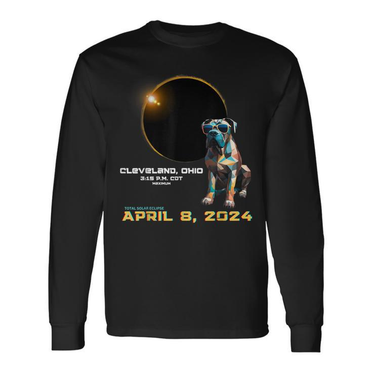 2024 Solar Eclipse Cleveland Ohio Cane Corso Lover Long Sleeve T-Shirt