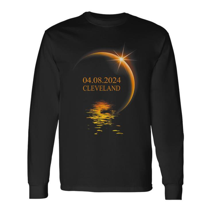 2024 Solar Eclipse Cleveland Ohio Usa Totality Long Sleeve T-Shirt