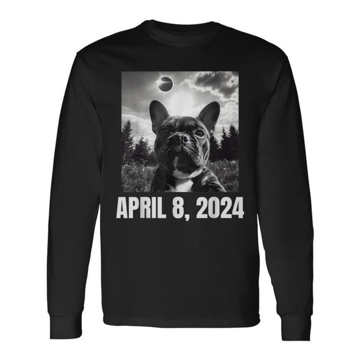 2024 Solar Eclipse French Bulldog Selfie Long Sleeve T-Shirt Gifts ideas