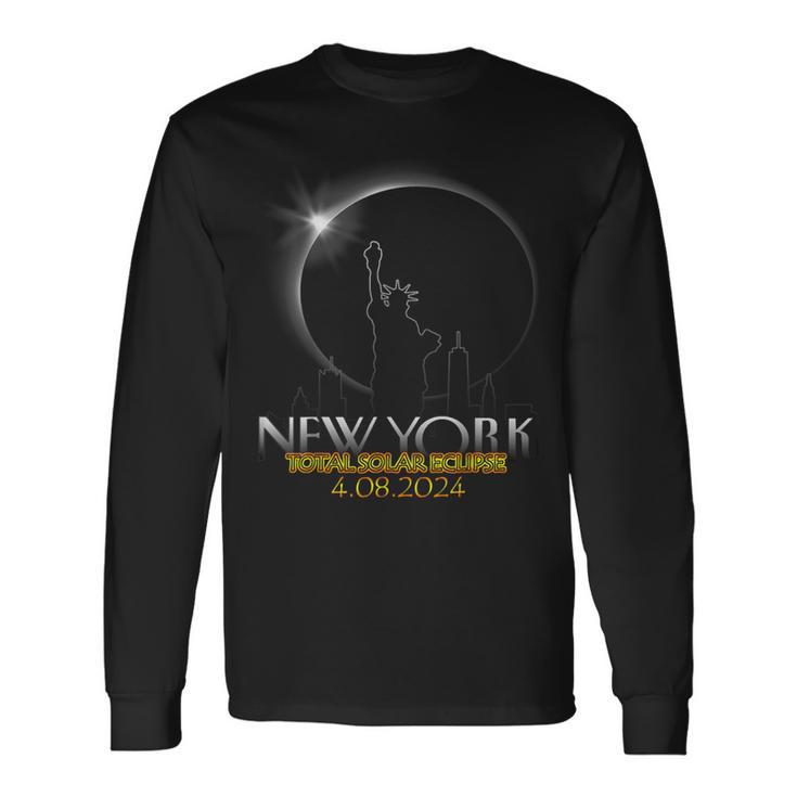 2024 Solar Eclipse Ny New York Usa Totality Long Sleeve T-Shirt