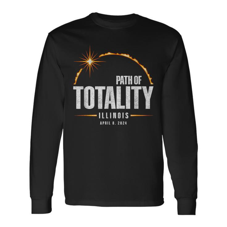 2024 Total Eclipse Path Of Totality Illinois 2024 Long Sleeve T-Shirt