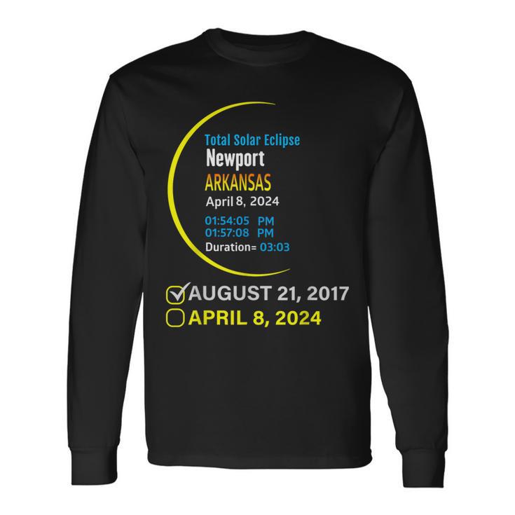 2024 Total Solar Eclipse April 8 In Arkansas Newport Long Sleeve T-Shirt