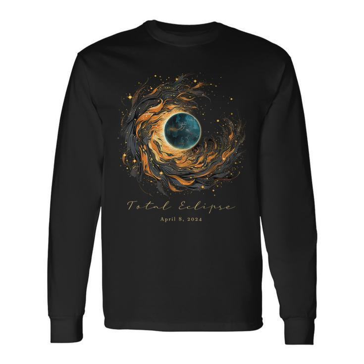 2024 Total Solar Eclipse Chaser Fan Watching April 8 Long Sleeve T-Shirt