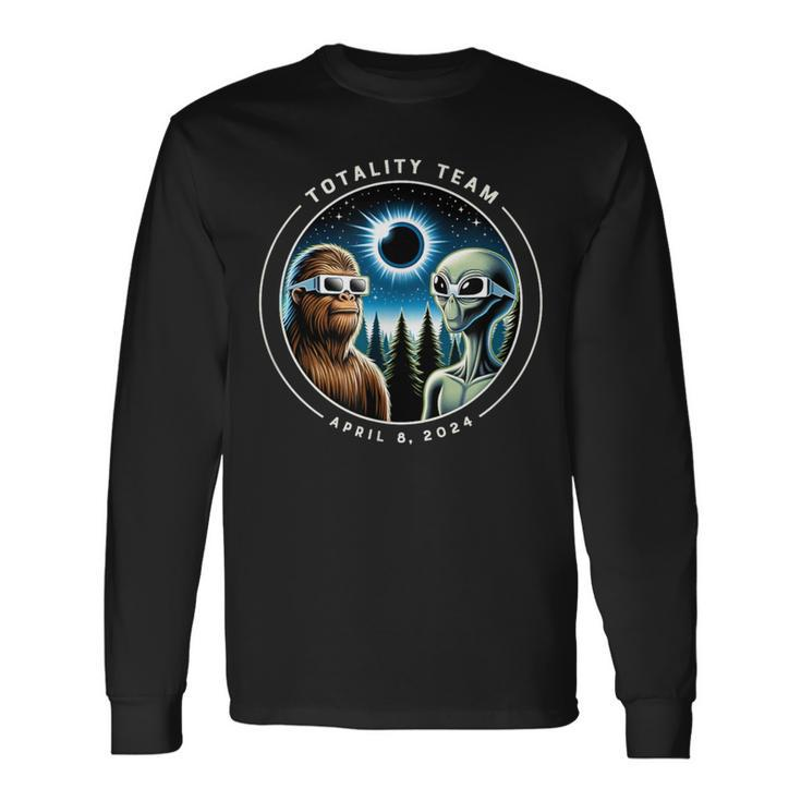 2024 Total Solar Eclipse Bigfoot Alien Totality Team Long Sleeve T-Shirt