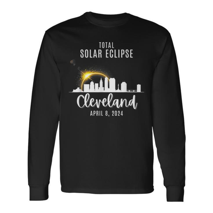 2024 Total Solar Skyline Eclipse In Cleveland Ohio April 8 Long Sleeve T-Shirt