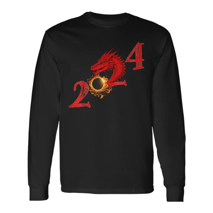 2024 Year Of The Dragon And Total Solar Eclipse Long Sleeve T-Shirt