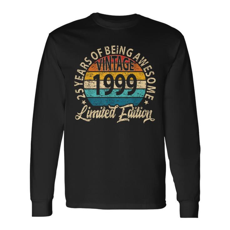 25 Years Of Being Awesome Vintage 1999 Bday 25Th Birthday Long Sleeve T-Shirt