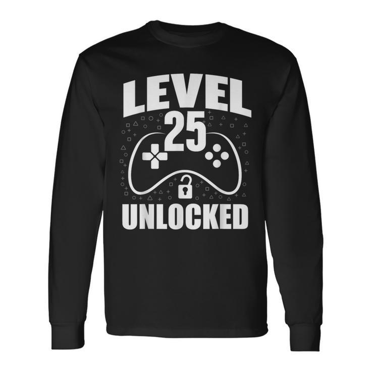 25Th Birthday Gaming Gamer 25 Years Old Bday Long Sleeve T-Shirt