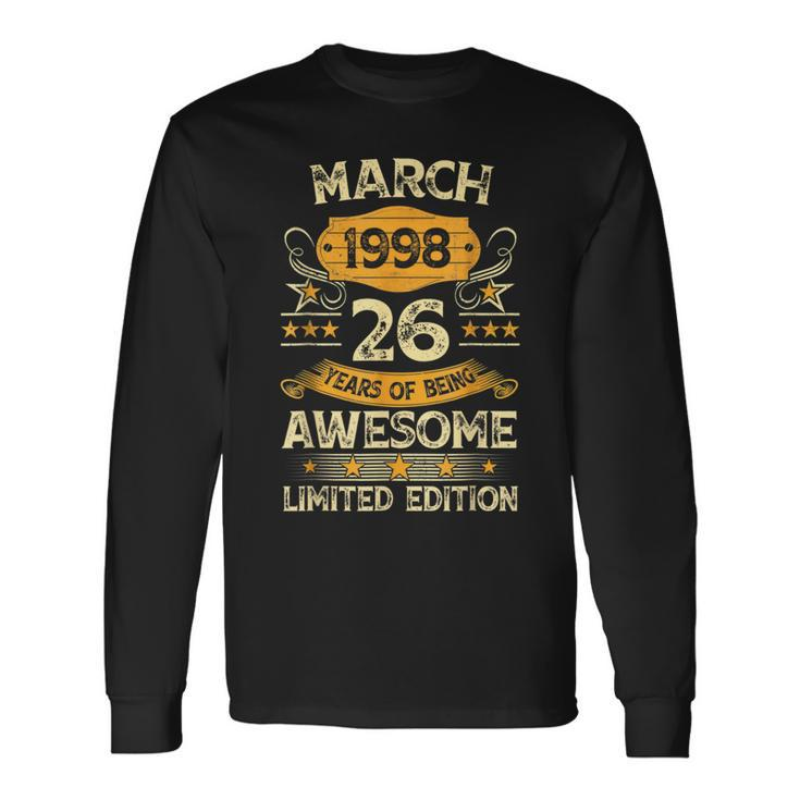 26 Years Old Vintage March 1998 26Th Birthday Mens Long Sleeve T-Shirt