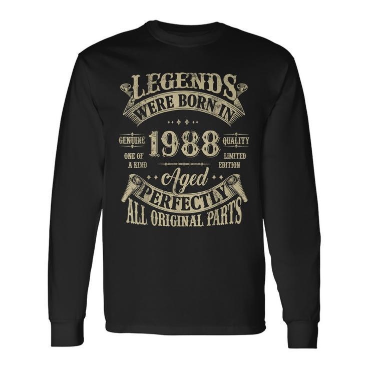 36Th Birthday 36 Years Old Vintage Legends Born In 1988 Long Sleeve T-Shirt