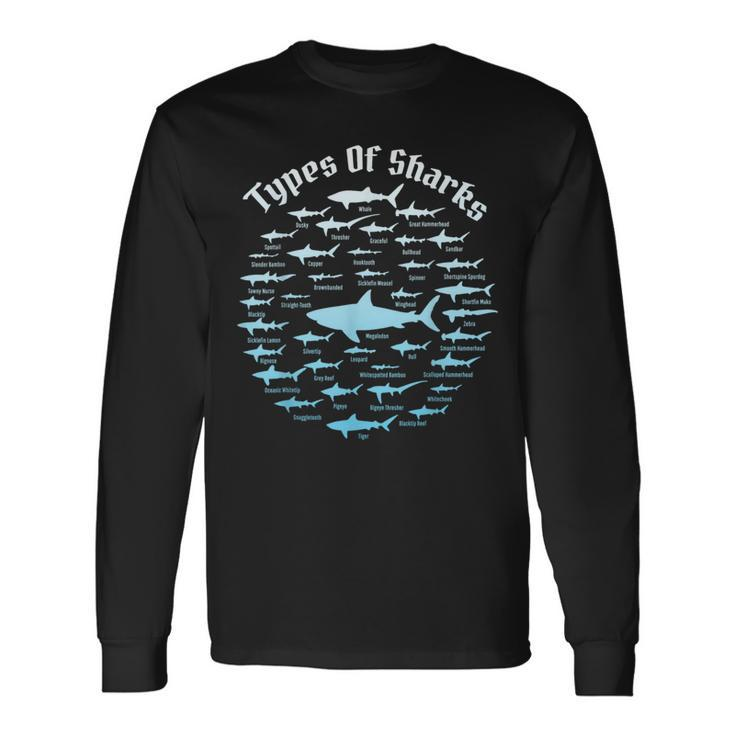 38 Types Of Shark Academic Educational Ocean Long Sleeve T-Shirt