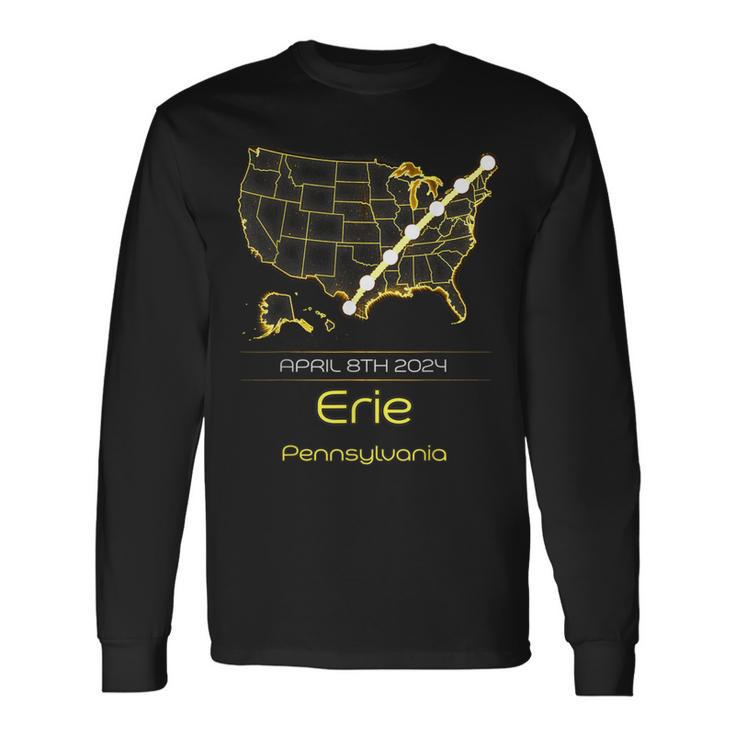 40824 Total Solar Eclipse 2024 Erie Pennsylvania Long Sleeve T-Shirt