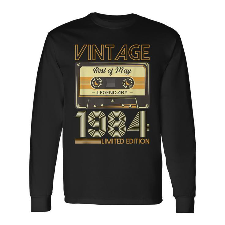 40Th Birthday Man May Vintage 1984 Vintage Cassette Long Sleeve T-Shirt