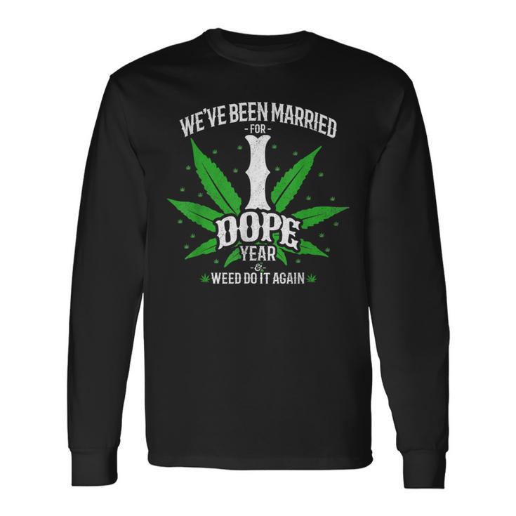 420 Stoner Couple Married 1 Dope Year 1St Anniversary Long Sleeve T-Shirt