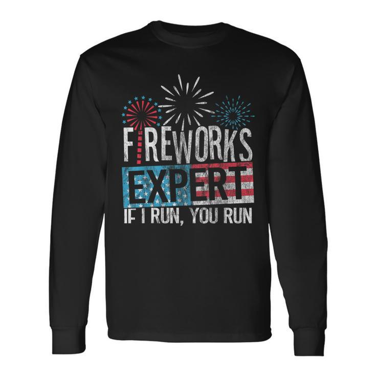 4Th Of July Red White And Blue Fireworks Expert Long Sleeve T-Shirt