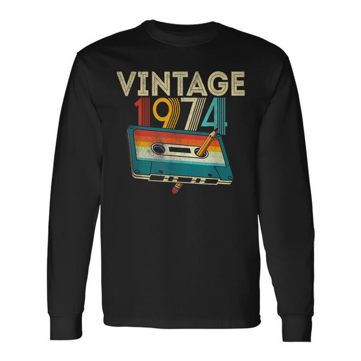 50 Year Old Vintage 1974 Cassette Tape 50Th Birthday Long Sleeve T-Shirt