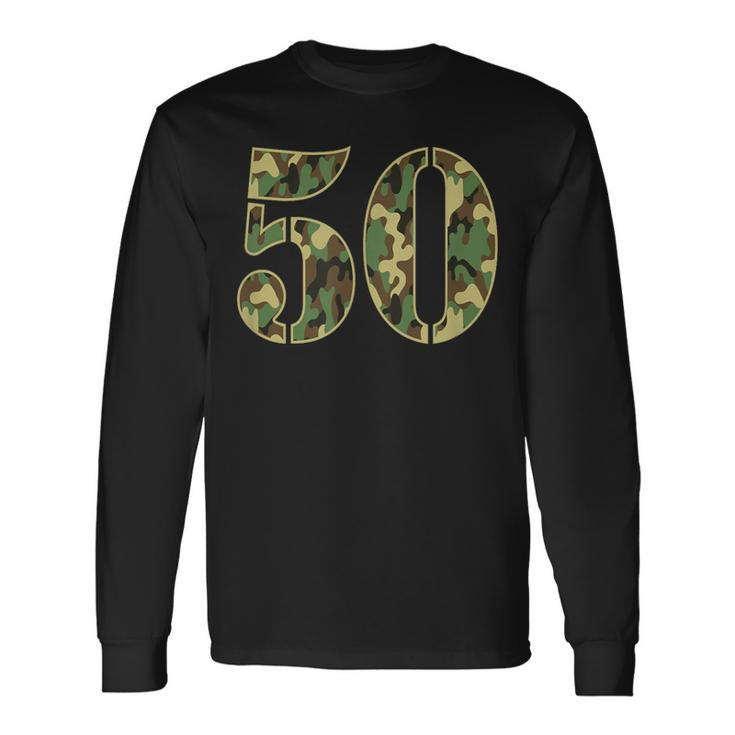 50Th Birthday Soldier Number 50 Year Old Military Camo Long Sleeve T-Shirt