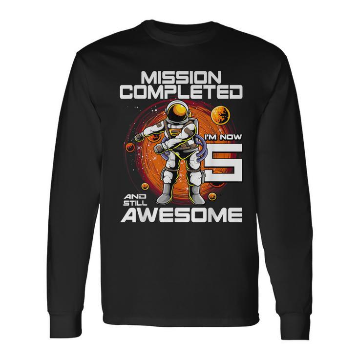 5Th Birthday Astronaut 5 Years Old Outer Space Birthday Long Sleeve T-Shirt