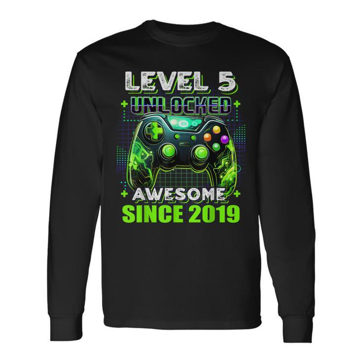5Th Birthday Gamer 5 Year Old Bday Boy Five Son Long Sleeve T-Shirt
