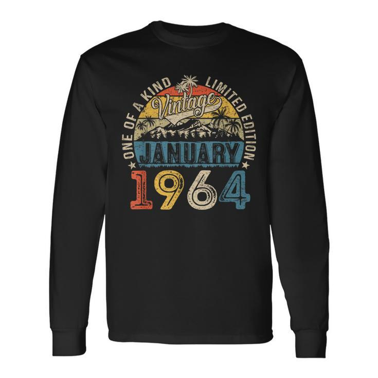 60 Years Old Made In 1964 January 1964 Vintage 60Th Birthday Long Sleeve T-Shirt
