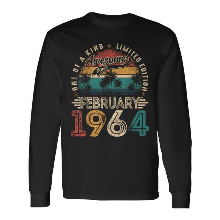 60 Years Old Vintage February 1964 60Th Birthday Men Long Sleeve T-Shirt