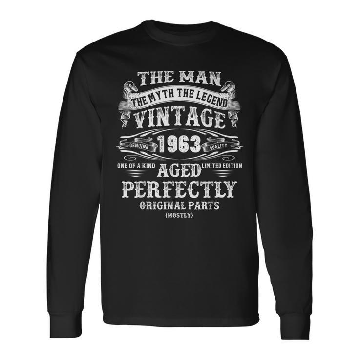 61St Birthday Vintage For Man Legends Born In 1963 Long Sleeve T-Shirt