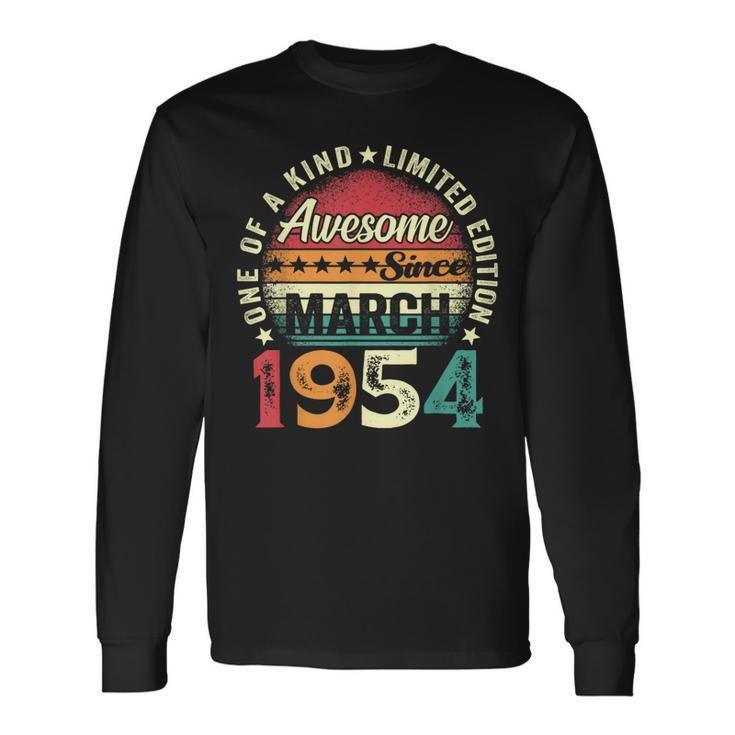 70 Year Old Vintage March 1954 70Th Birthday Women Long Sleeve T-Shirt Gifts ideas