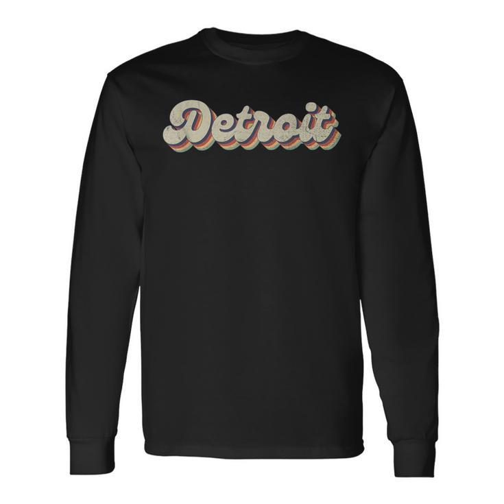 70'S 80'S Usa City Vintage Detroit Long Sleeve T-Shirt