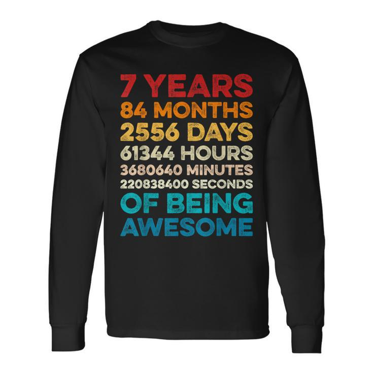 7Th Birthday 7 Years Of Being Awesome Vintage 7 Years Old Long Sleeve T-Shirt