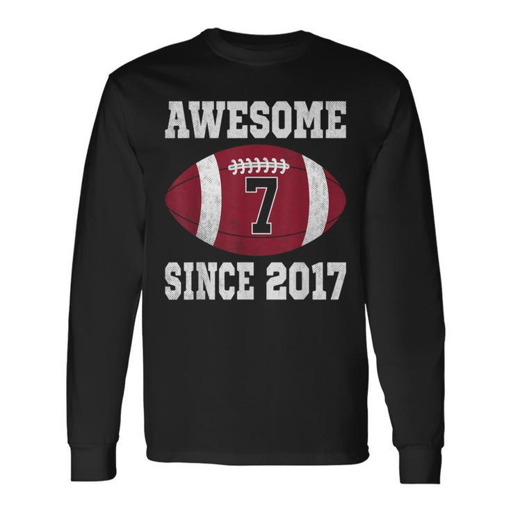 7Th Birthday Football Player 7 Years Old Vintage Sports Long Sleeve T-Shirt