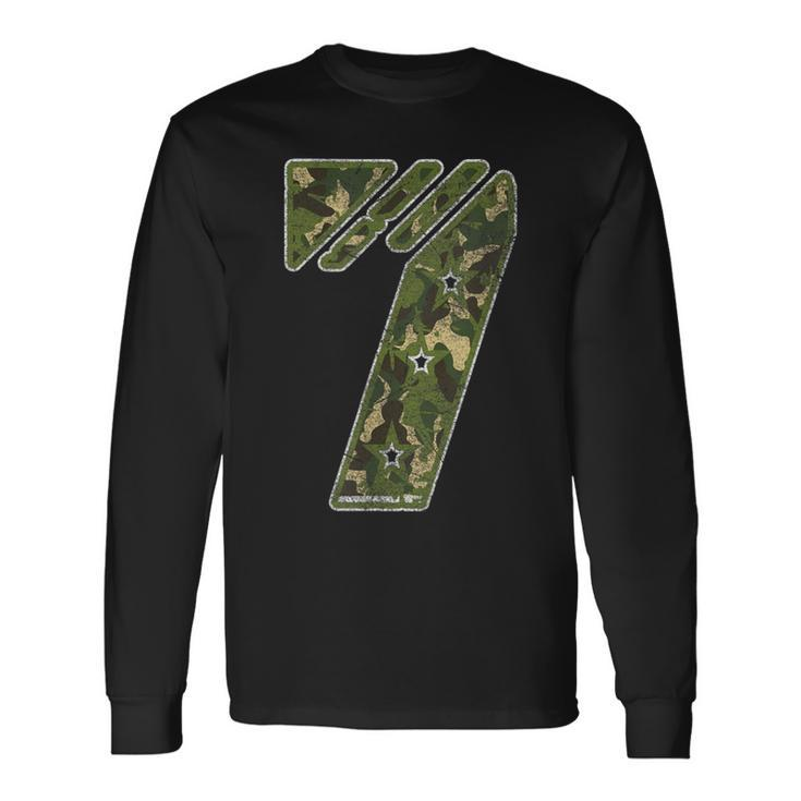 7Th Birthday Soldier 7 Year Old Military Themed Camo Long Sleeve T-Shirt