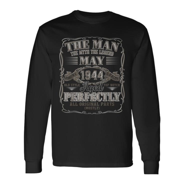 80 Year Old Birthday For May 1944 Birthday Vintage Long Sleeve T-Shirt