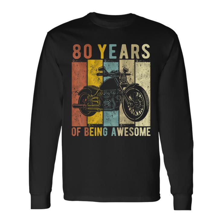 80 Year Old Motorcycle Birthday Vintage Retro 80Th Birthday Long Sleeve T-Shirt