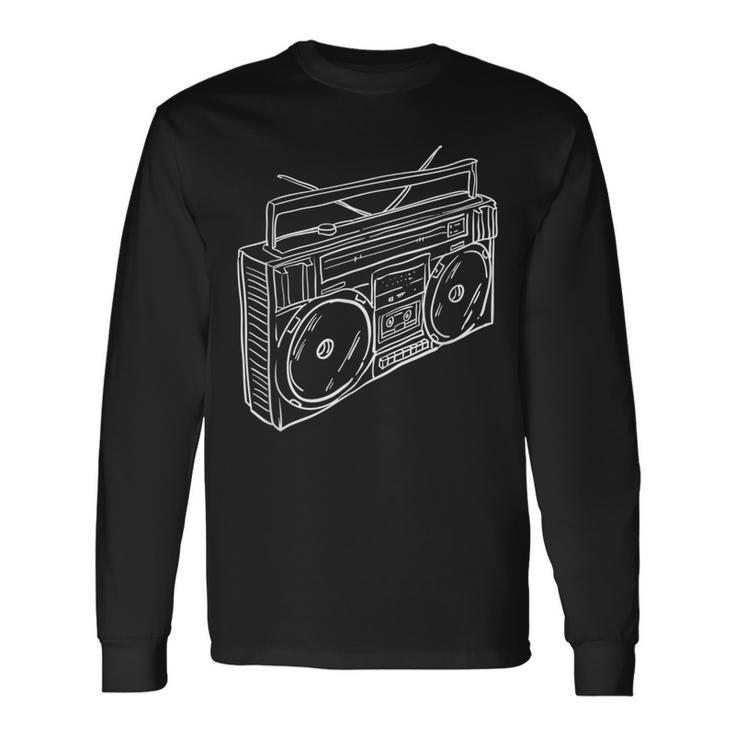 80S & 90S Old School Music Hip Hop Beatbox Boombox Long Sleeve T-Shirt Gifts ideas