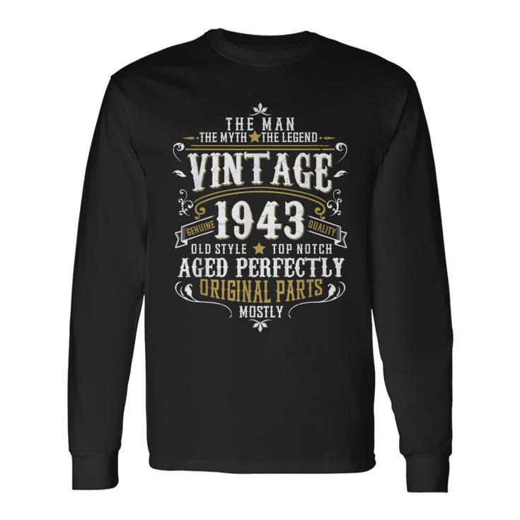 80Th Birthday Vintage 1943 Man Myth Legend 80 Year Old Long Sleeve T-Shirt