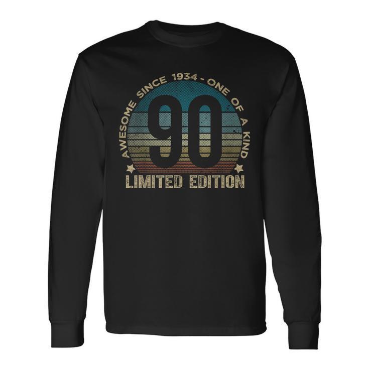 90Th Birthday 90 Year Old Vintage 1934 Limited Edition Long Sleeve T-Shirt