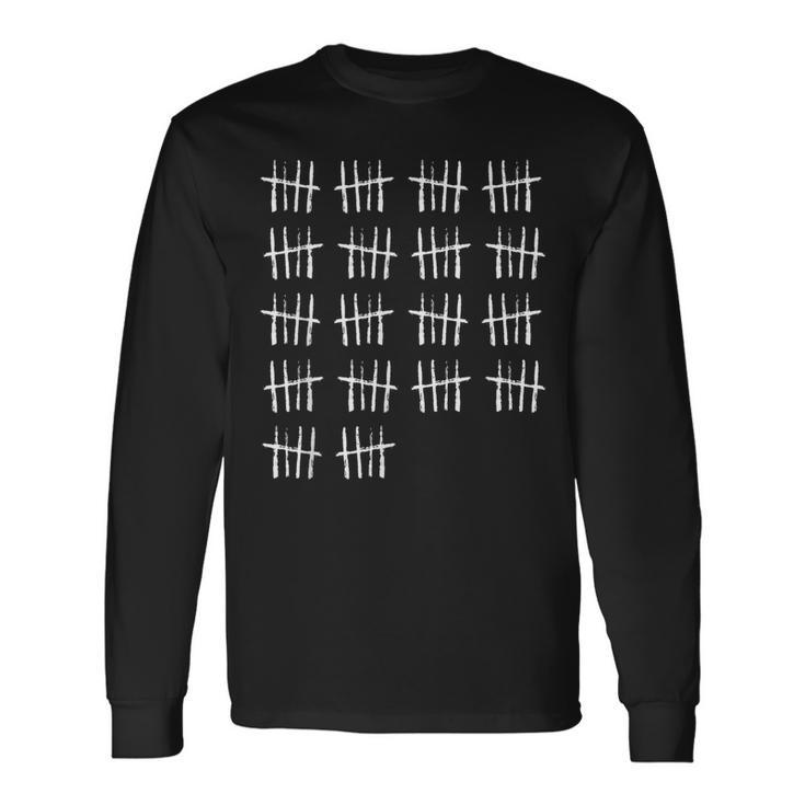 90Th Birthday Tally Marks Vintage Anniversary 90 Years Old Long Sleeve T-Shirt