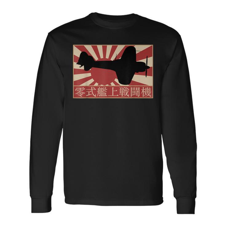 A6m Zero Japanische Ww2 Kampfflugzeug Japan Flagge Langarmshirts Geschenkideen