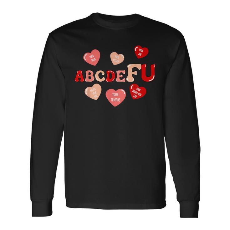 Abcdefu Retro Heart Valentine's Day Long Sleeve T-Shirt